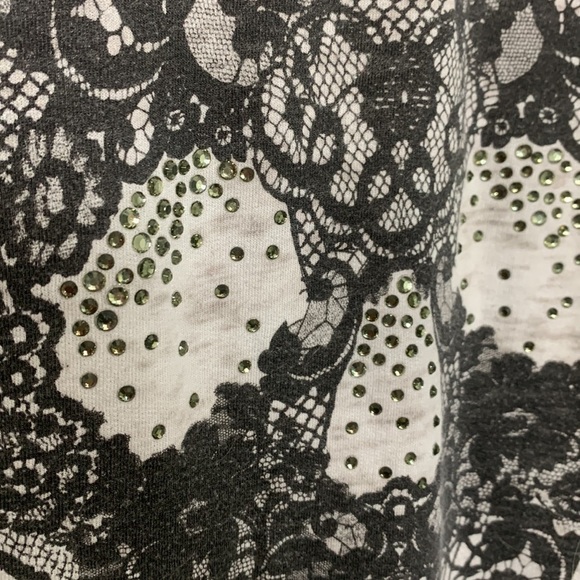 Express burn out cotton long sleeve graphic lace sugar skulls crystal pullover s - Picture 5 of 6